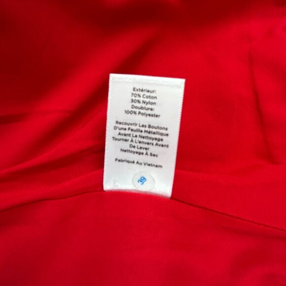 Talbots Women 6P Red Military Jacket Cotton Blend Buttons Twill Classic Holiday - Picture 13 of 16